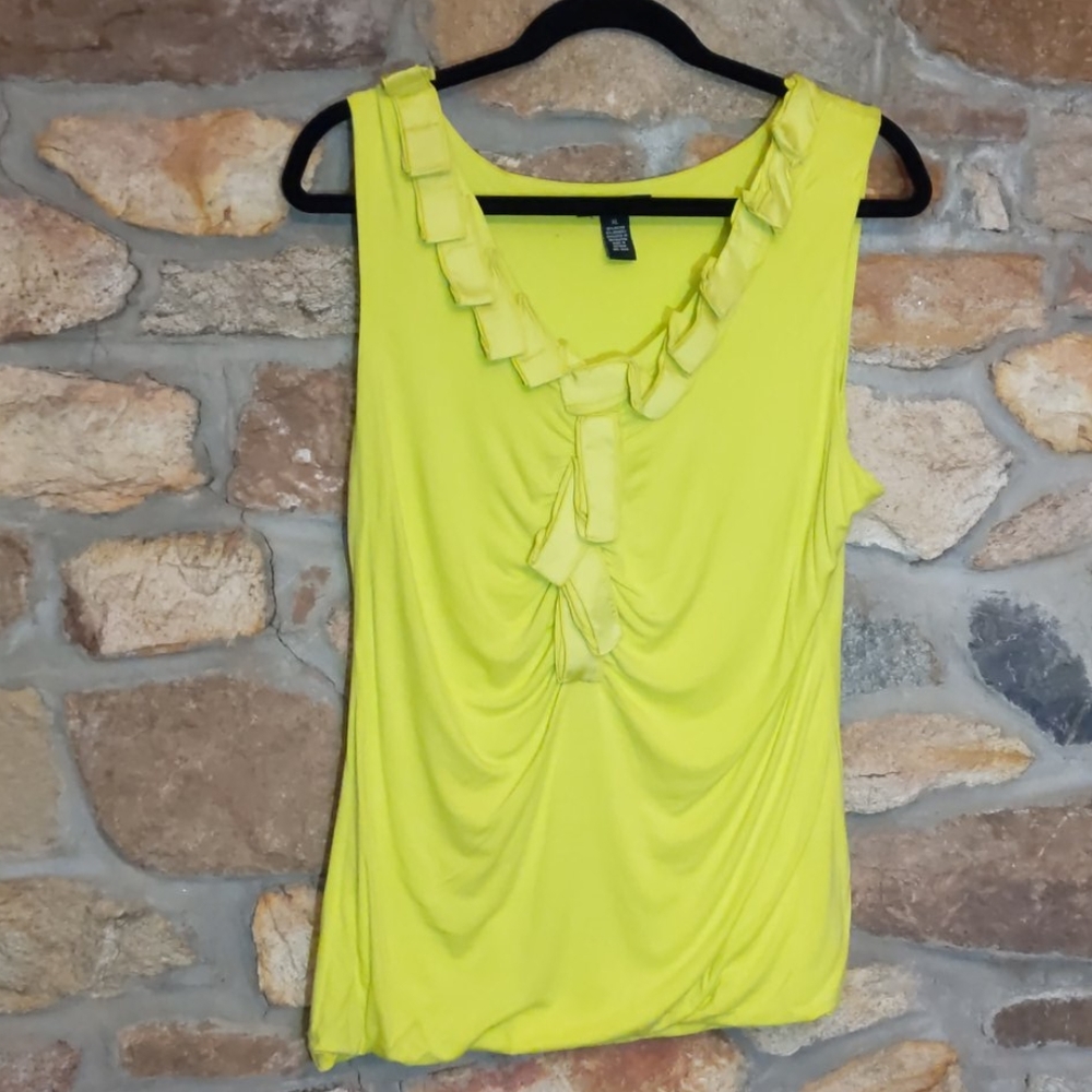 Alfani Yellow Ruffle sleeveless shirt